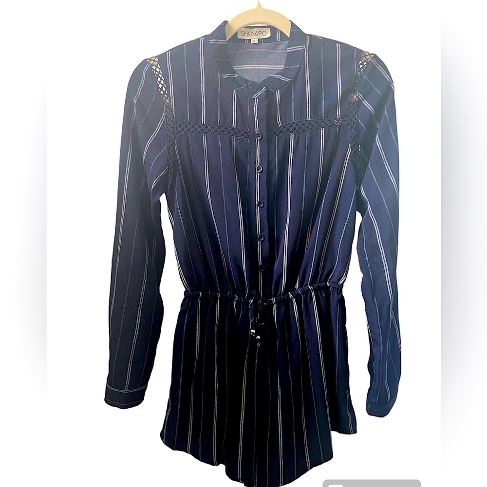 Long Sleeve Romper | Stripped Blue | Us 2 | Au 6